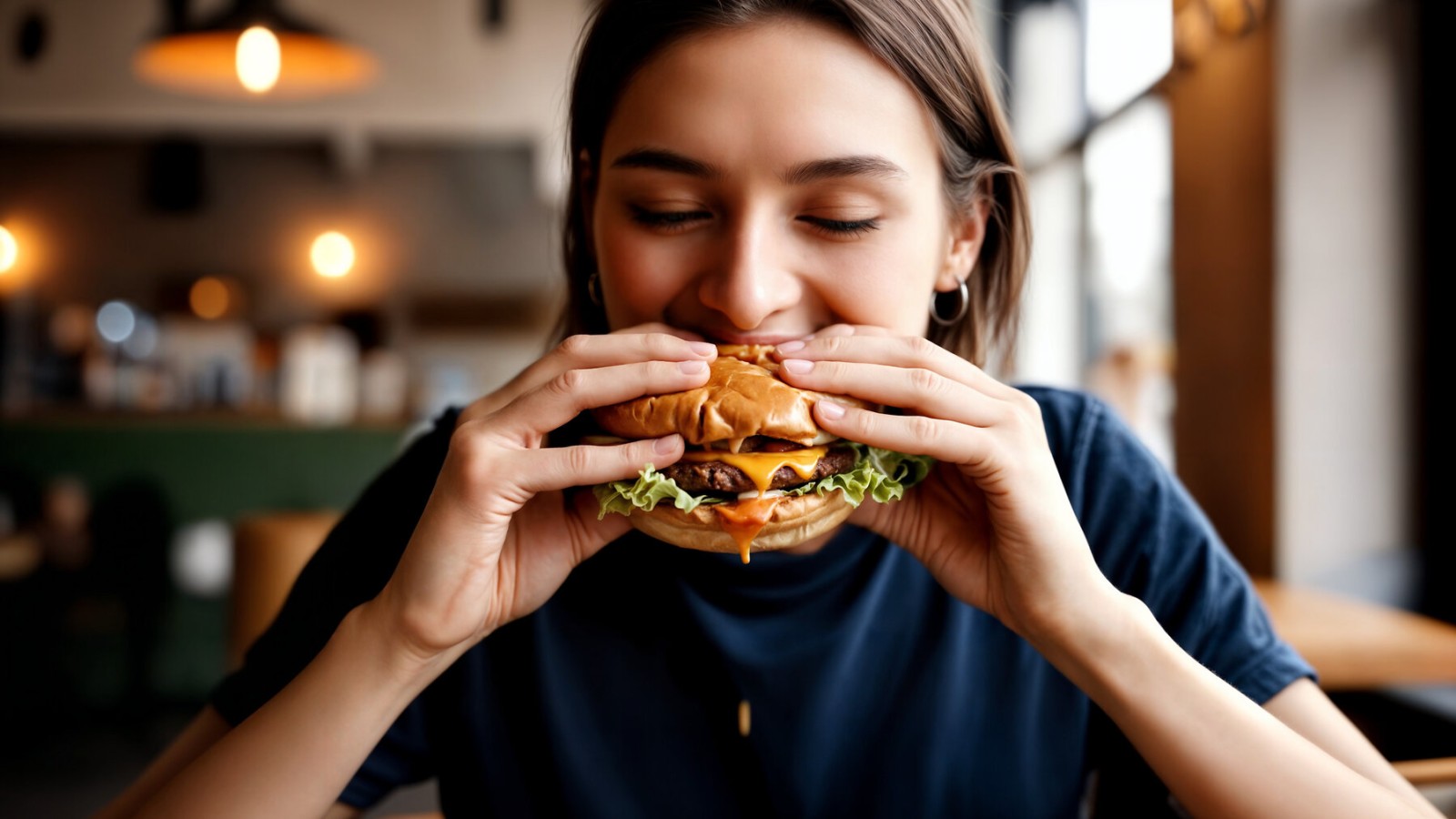 frau-beist-in-burger-stock
